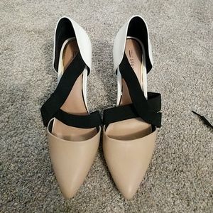 Call it spring pointy toe tri color heels